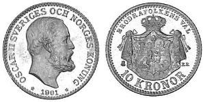 10 Крона Швеція Золото Оскар II (1829-1907)