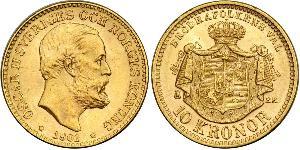 10 Крона Швеція Золото Оскар II (1829-1907)