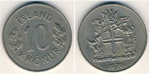 10 Крона Исландия (1944 - ) Никель/Медь 