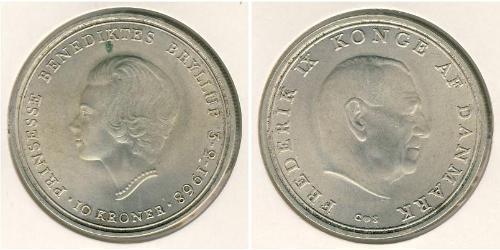 10 Крона Дания Серебро Фредерик IX (1899 - 1972)