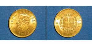 10 Лира Kingdom of Italy (1861-1946) Золото Victor Emmanuel II of Italy (1820 - 1878)