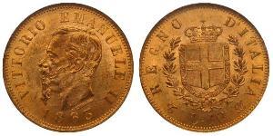 10 Лира Kingdom of Italy (1861-1946) Золото Victor Emmanuel II of Italy (1820 - 1878)