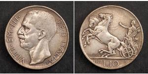 10 Ліра Kingdom of Italy (1861-1946) Срібло Віктор Емануїл III (1869 - 1947)