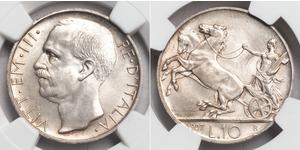 10 Ліра Kingdom of Italy (1861-1946) Срібло Віктор Емануїл III (1869 - 1947)