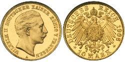 10 Mark Königreich Preußen (1701-1918) Gold Wilhelm II, German Emperor (1859-1941)