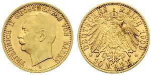 10 Марка Велике герцогство Баден (1806-1918) Золото Frederick II, Grand Duke of Baden (1857 - 1928)
