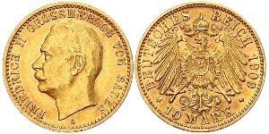 10 Марка Велике герцогство Баден (1806-1918) Золото Frederick II, Grand Duke of Baden (1857 - 1928)