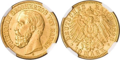 10 Марка Велике герцогство Баден (1806-1918) Золото Frederick I, Grand Duke of Baden (1826 - 1907)