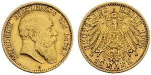 10 Марка Великое герцогство Баден (1806-1918) Золото Фридрих I (великий герцог Баденский) (1826 - 1907)