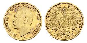 10 Марка Великое герцогство Баден (1806-1918) Золото Frederick II, Grand Duke of Baden (1857 - 1928)