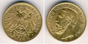 10 Марка Великое герцогство Баден (1806-1918) Золото Фридрих I (великий герцог Баденский) (1826 - 1907)