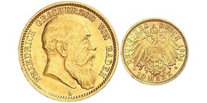 10 Марка Великое герцогство Баден (1806-1918) Золото Фридрих I (великий герцог Баденский) (1826 - 1907)