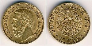 10 Марка Великое герцогство Баден (1806-1918) Золото Фридрих I (великий герцог Баденский) (1826 - 1907)