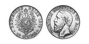 10 Марка Великое герцогство Баден (1806-1918) Золото Фридрих I (великий герцог Баденский) (1826 - 1907)