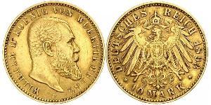 10 Марка Германская империя (1871-1918) Золото Wilhelm II, German Emperor (1859-1941)