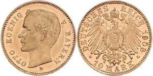 10 Марка Королевство Бавария (1806 - 1918) Золото Отто I (король Баварии)(1848 – 1916)
