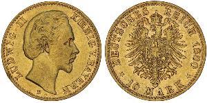 10 Марка Королевство Бавария (1806 - 1918) Золото Людвиг II (король Баварии)(1845 – 1886)
