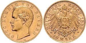 10 Марка Королевство Бавария (1806 - 1918) Золото Отто I (король Баварии)(1848 – 1916)