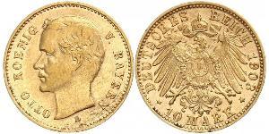 10 Марка Королевство Бавария (1806 - 1918) Золото Отто I (король Баварии)(1848 – 1916)