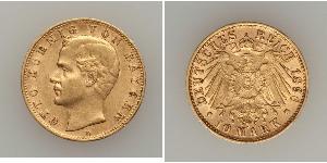 10 Марка Королевство Бавария (1806 - 1918) Золото Отто I (король Баварии)(1848 – 1916)