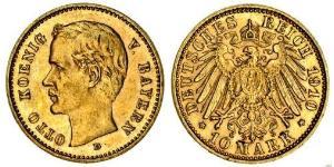 10 Марка Королевство Бавария (1806 - 1918) Золото Отто I (король Баварии)(1848 – 1916)