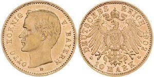 10 Марка Королевство Бавария (1806 - 1918) Золото Отто I (король Баварии)(1848 – 1916)