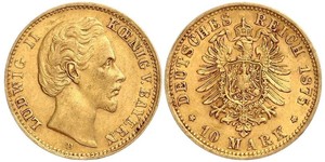10 Марка Королевство Бавария (1806 - 1918) Золото Людвиг II (король Баварии)(1845 – 1886)