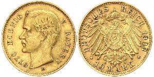 10 Марка Королевство Бавария (1806 - 1918) Золото Отто I (король Баварии)(1848 – 1916)