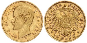 10 Марка Королевство Бавария (1806 - 1918) Золото Отто I (король Баварии)(1848 – 1916)