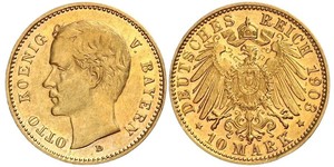 10 Марка Королівство Баварія (1806 - 1918) Золото Otto of Bavaria (1848 – 1916)