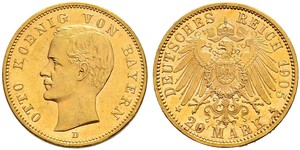 10 Марка Королівство Баварія (1806 - 1918) Золото Otto of Bavaria (1848 – 1916)