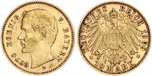 10 Марка Королівство Баварія (1806 - 1918) Золото Otto of Bavaria (1848 – 1916)
