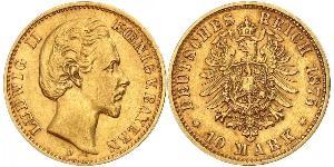 10 Марка Королівство Баварія (1806 - 1918) Золото Людвіг II (король Баварії)(1845 – 1886)