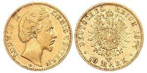 10 Марка Королівство Баварія (1806 - 1918) Золото Людвіг II (король Баварії)(1845 – 1886)