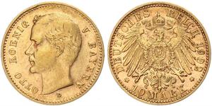 10 Марка Королівство Баварія (1806 - 1918) Золото Otto of Bavaria (1848 – 1916)