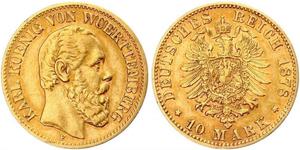 10 Марка Королівство Вюртемберг Золото Charles I of Württemberg