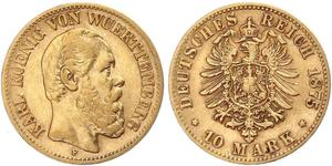 10 Марка Королівство Вюртемберг Золото Charles I of Württemberg