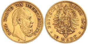 10 Марка Королівство Вюртемберг Золото Charles I of Württemberg