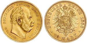 10 Марка Королівство Пруссія (1701-1918) Золото Wilhelm I, German Emperor (1797-1888)
