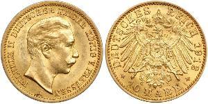 10 Марка Королівство Пруссія (1701-1918) Золото Wilhelm II, German Emperor (1859-1941)