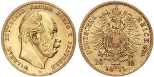 10 Марка Королівство Пруссія (1701-1918) Золото Wilhelm I, German Emperor (1797-1888)