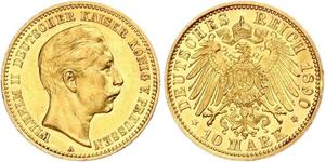 10 Марка Королівство Пруссія (1701-1918) Золото Wilhelm II, German Emperor (1859-1941)