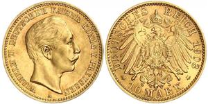 10 Марка Королівство Пруссія (1701-1918) Золото Wilhelm II, German Emperor (1859-1941)