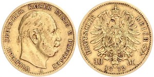10 Марка Королівство Пруссія (1701-1918) Золото Wilhelm I, German Emperor (1797-1888)