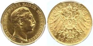 10 Марка Королівство Пруссія (1701-1918) Золото Wilhelm II, German Emperor (1859-1941)