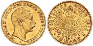 10 Марка Королівство Пруссія (1701-1918) Золото Wilhelm II, German Emperor (1859-1941)