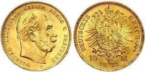 10 Марка Королівство Пруссія (1701-1918) Золото Wilhelm I, German Emperor (1797-1888)