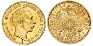 10 Марка Королівство Пруссія (1701-1918) Золото Wilhelm II, German Emperor (1859-1941)