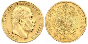 10 Марка Королівство Пруссія (1701-1918) Золото Wilhelm I, German Emperor (1797-1888)