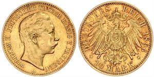 10 Марка Королівство Пруссія (1701-1918) Золото Wilhelm II, German Emperor (1859-1941)